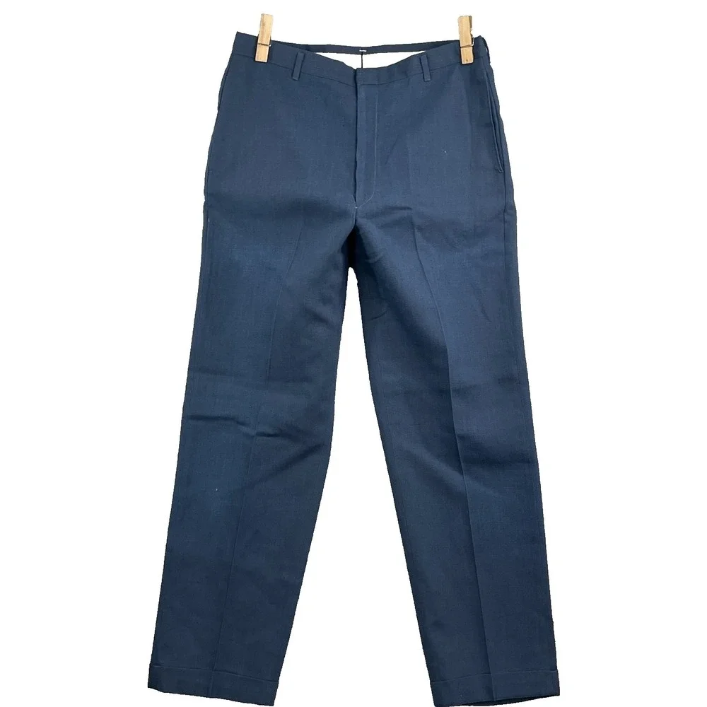 VTG Sears Perma-Prest Slacks Men's 32x29* Blue Non Iron Corpcore Office Workwear